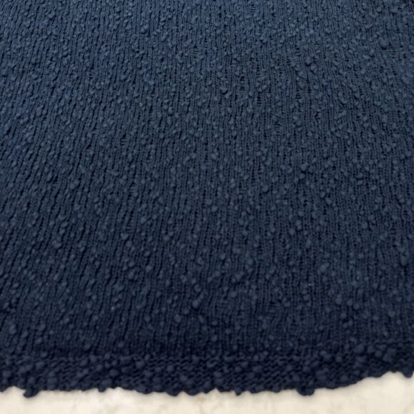 J Jill Womens XL Textured Sweater Navy Blue 100% Cotton Pullover Roll Tab Sleeve - Picture 3 of 8